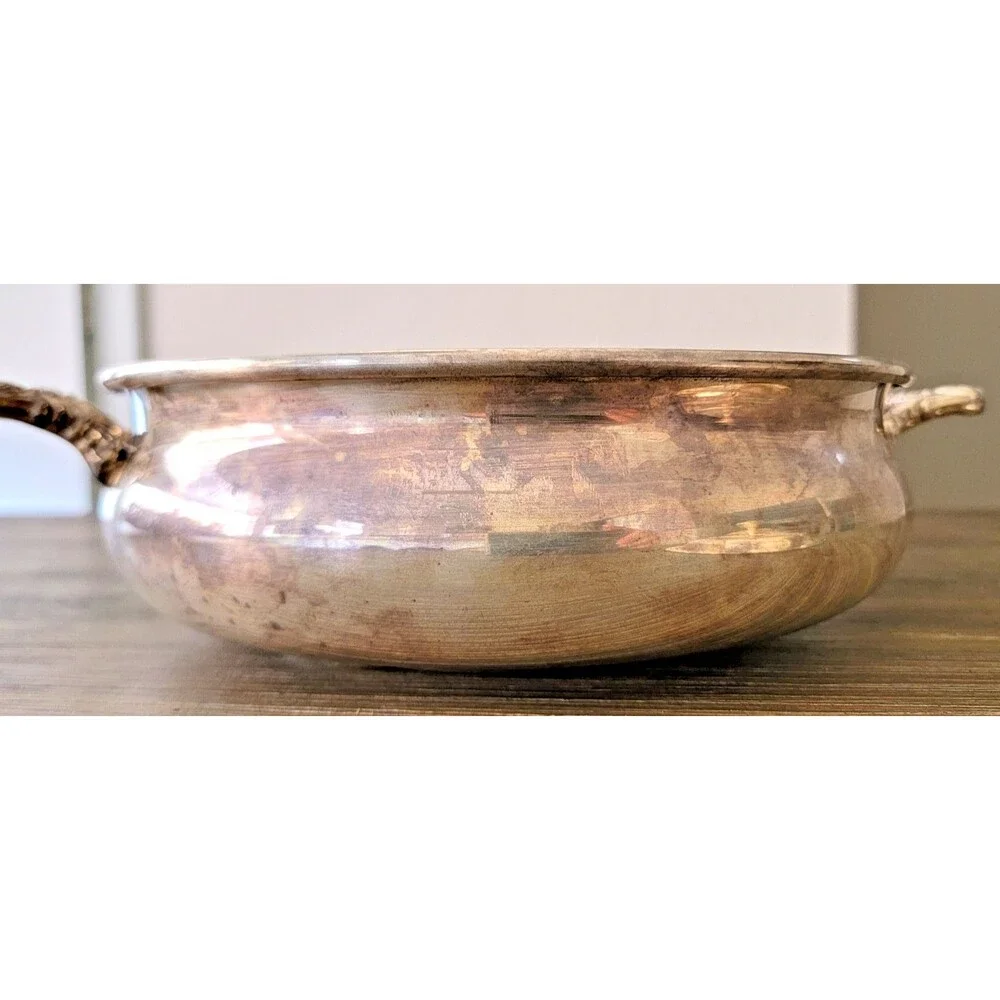 Vintage WM Rogers Silver Plated Casserole Serving Dish w/ Lid #963 Tarnish Wear - Picture 9 of 10